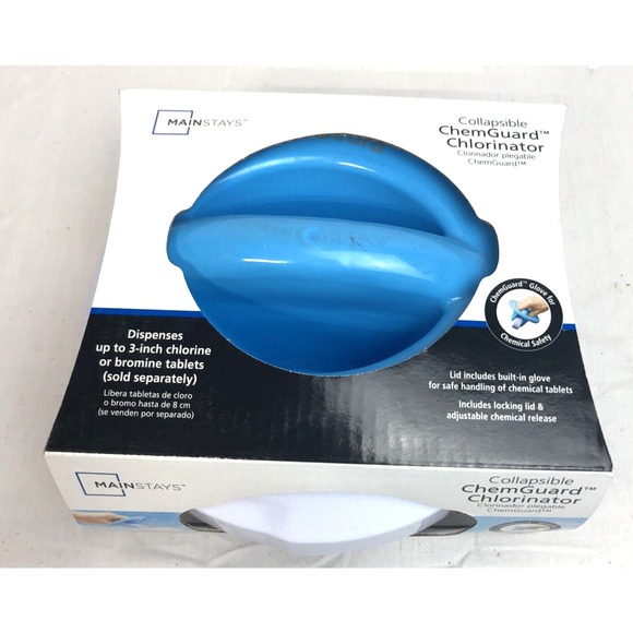 Mainstays Swimming Pool Blue & White Collapsible Floating Tablet Dispenser 'NEW' - Picture 5 of 6